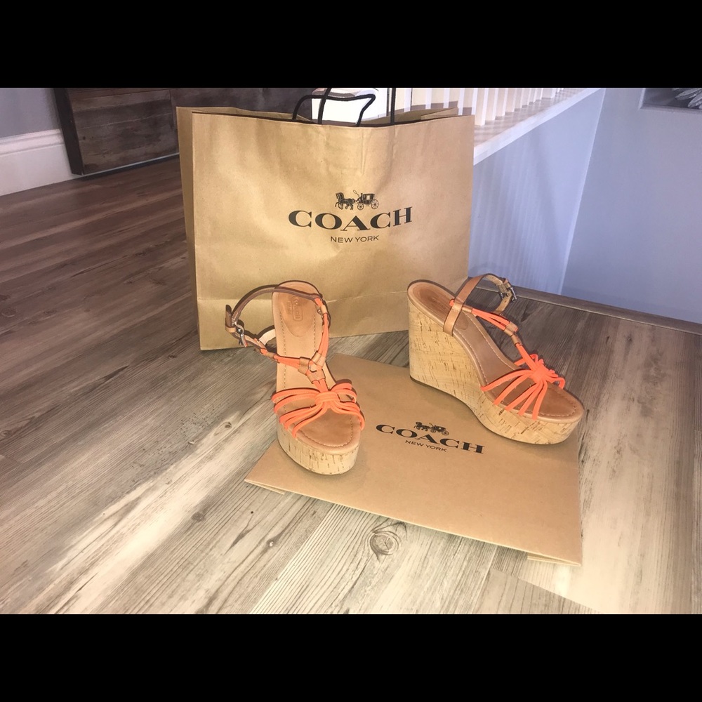 Coach Cork Wedge Sandals. Like New! Worn once